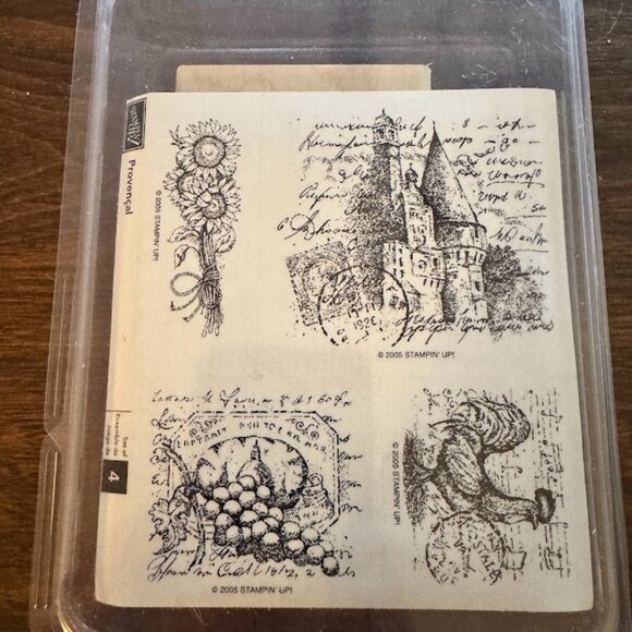 Stampin Up - Rubber Wood Block Stamp 4 Piece Set - Provencal - Retired 2005 New - Picture 1 of 3